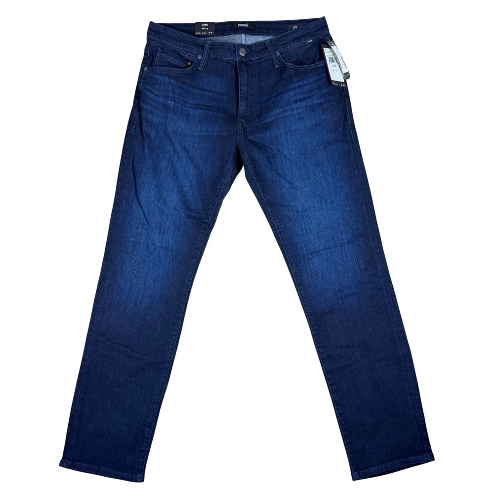 Mavi Jake Slim Leg Jeans Mens 36x32 Deep Brushed Williamsburg Dark Blue Stretch
